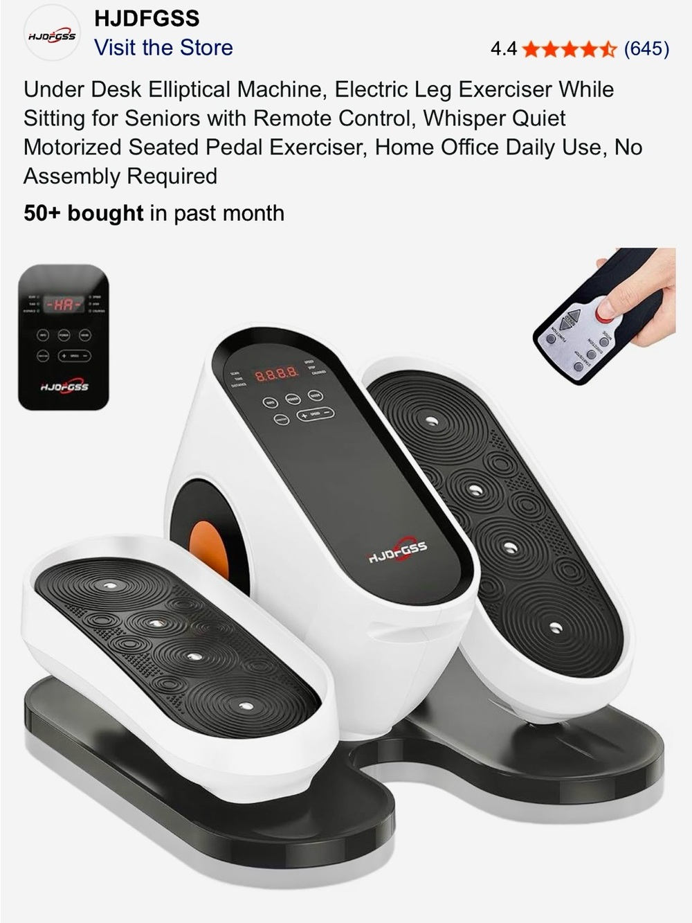 HJDFGSS Under-Desk Electric Pedal Exerciser - White & Black